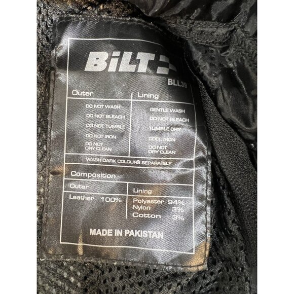 BILT Womens Leather Motorcycle Jacket With Padding sz S black white - Picture 9 of 9